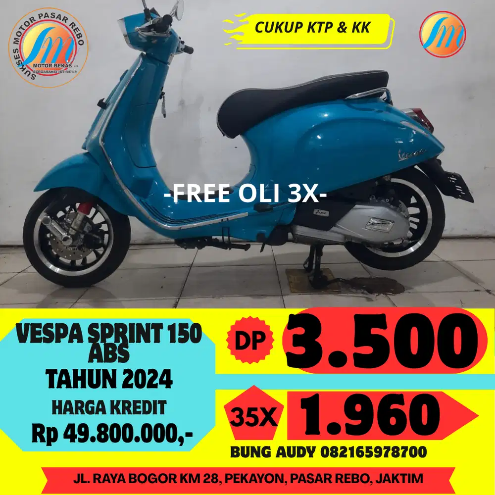 PIAGGIO VESPA SPRINT ABS TAHUN 2024 SIAP PAKAI, BERGARANSI, GRATIS OLI
