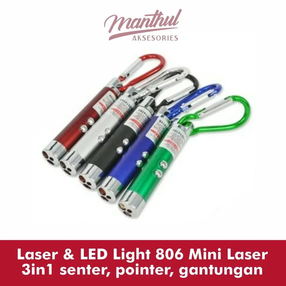 Laser & LED Light 806 Mini Laser 3in1 senter, pointer, gantungan