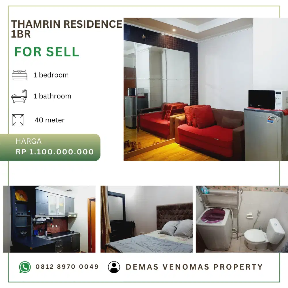 Dijual Apartement Thamrin Residence 1 BR Furnished Tower A Mid Floor