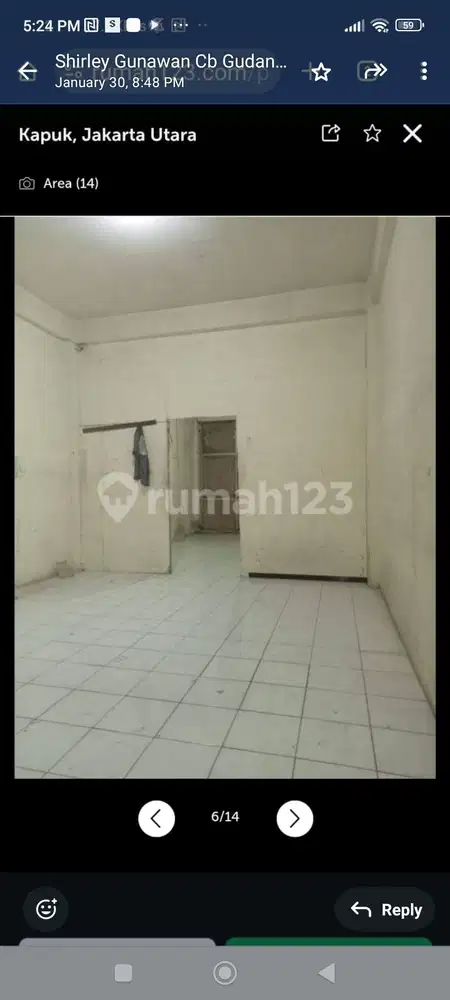 Dijual Ruko 4 Lt 4 x 15 m2 di Kapuk Raya HGB Hadap barat daya depan ja