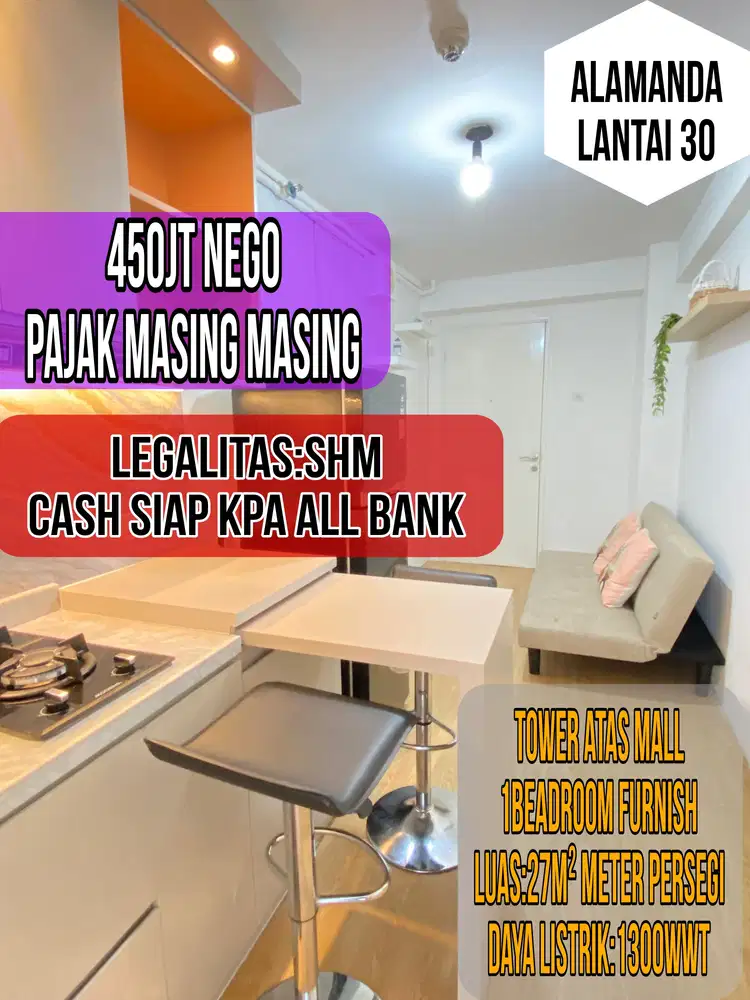 Dijual 1beadroom furnish atas maall bassura city bisa kpa
