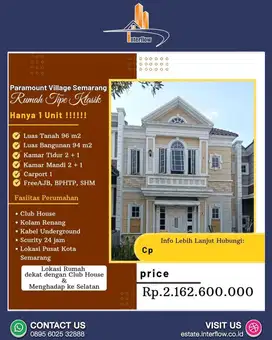JUAL RUMAH DI SIMONGAN, PARAMOUNT VILLAGE SEMARANG