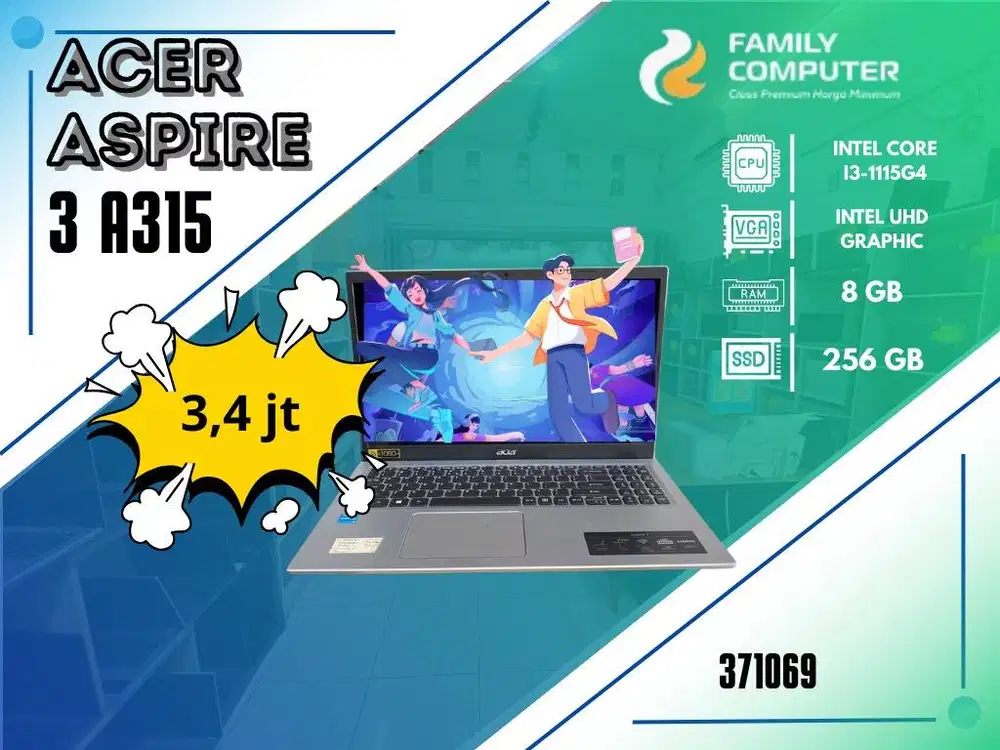 ACER ASPIRE 3 A315|SSD 256GB|RAM 8 GB|CPU INTEL COREI3-1115G4