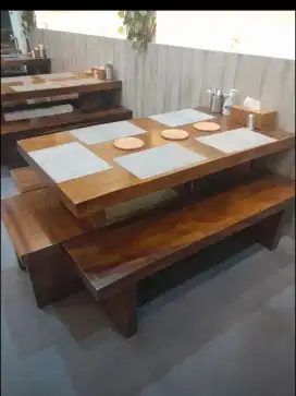 Meja dan Kursi Restoran kayu trembesi