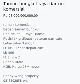 Rumah komersial, Bagus dan Strategis di Raya Darmo, SBY  Taman Bungkul Raya Darmo Komersial