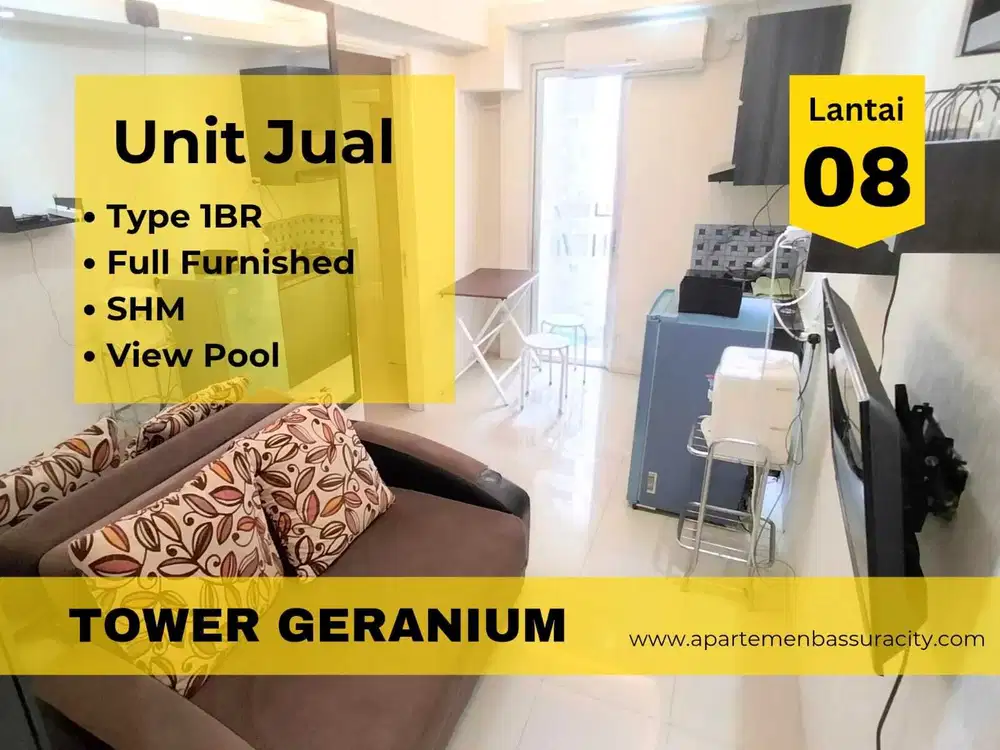 Jual 1BR Furnished SHM apartment Bassura City hadap kolam
