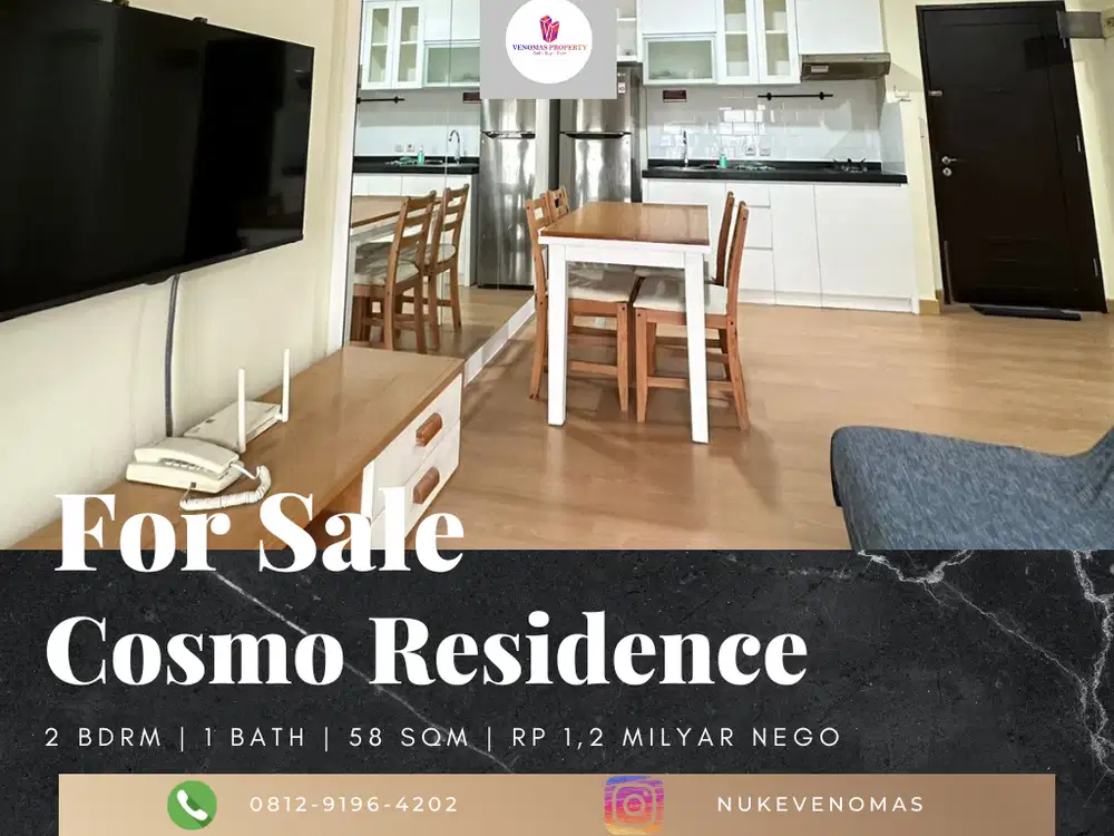 Dijual Apartement Cosmo Residence 2 BR Furnished Bagus