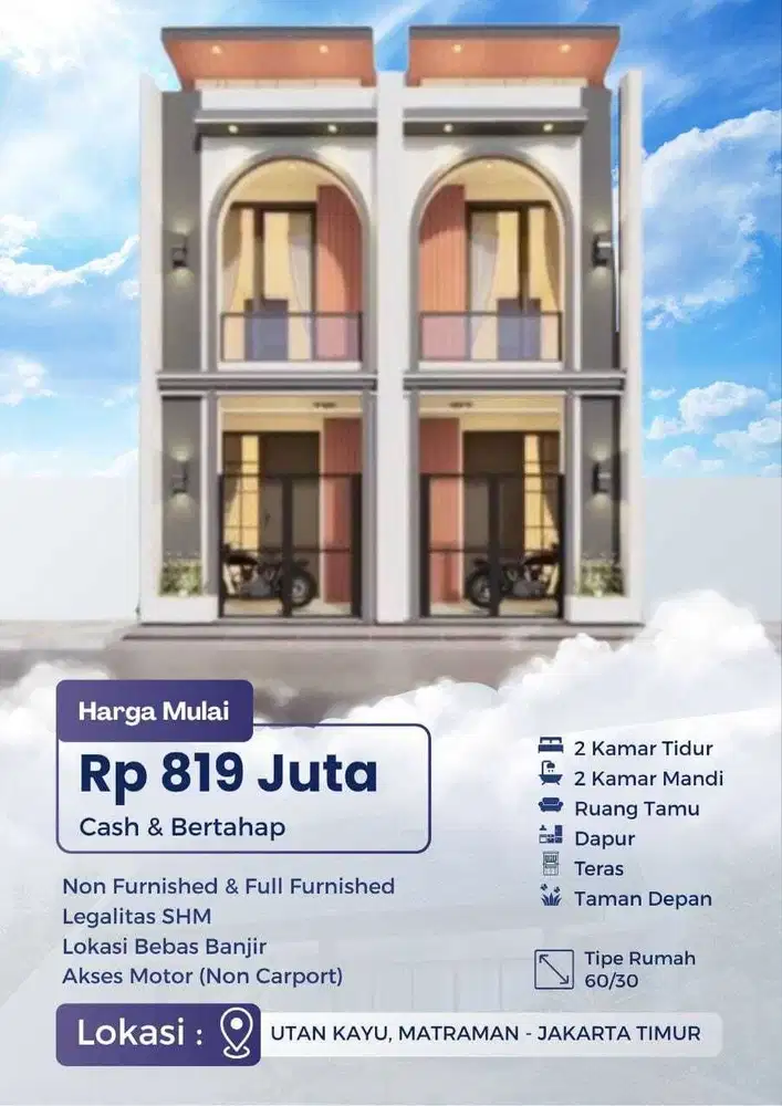 Rumah 2 Lantai Ekslusif di Utan kayu jakarta timur