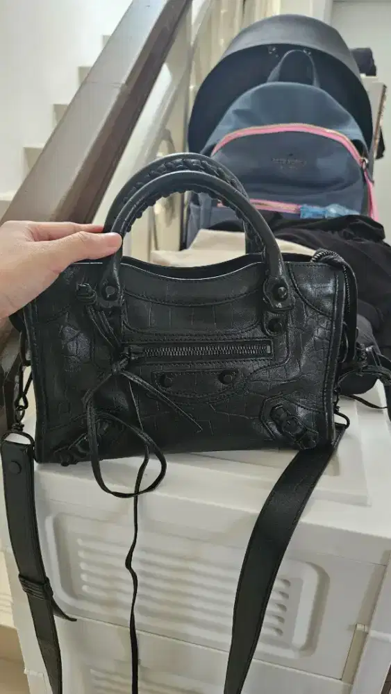 Balneciaga Mini All Black Croco