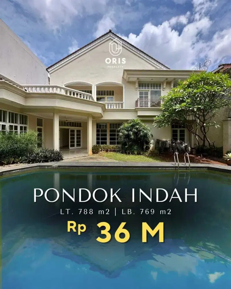 Rumah Lama Terawat Jalan Lebar di Pondok Indah Jakarta Selatan
