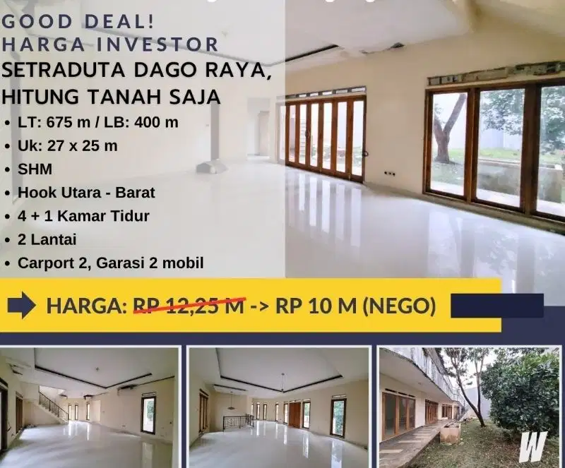 termurah rumah hitung tanah mainroad setraduta raya bandung utara