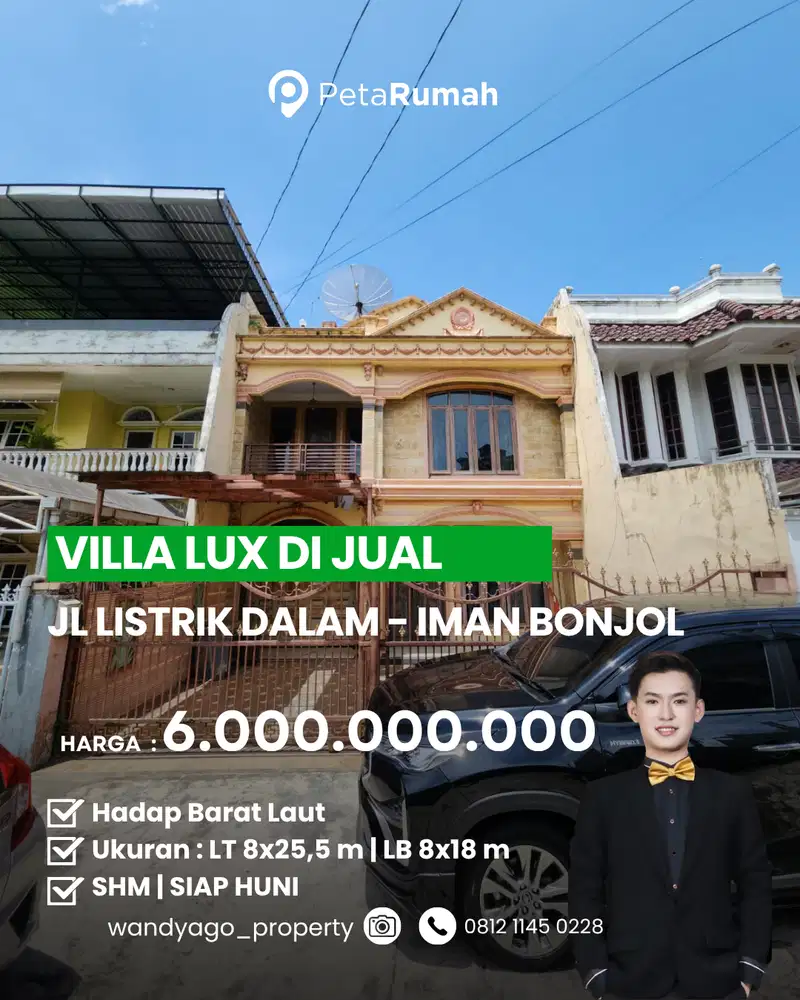 DIJUAL VILLA LUX DI JL LISTRIK DALAM DAERAH IMAN BONJOL
