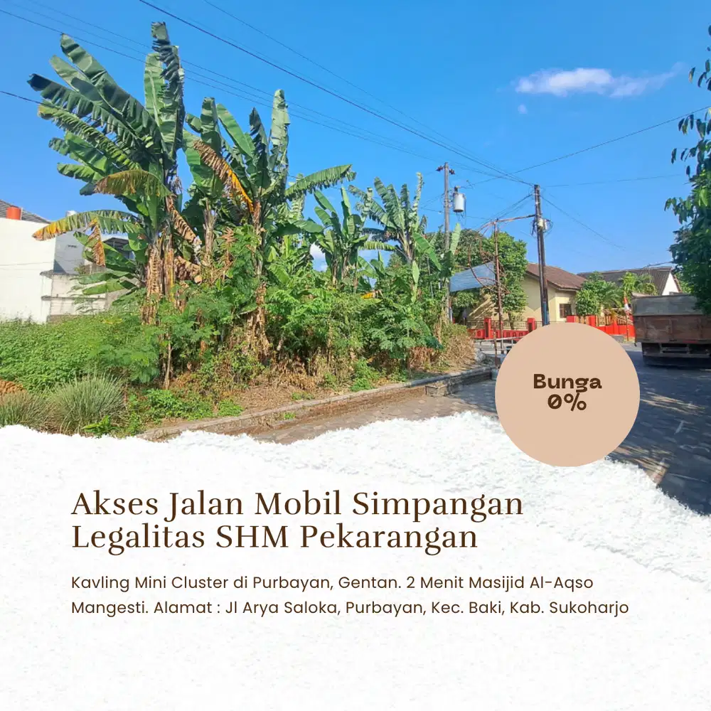 Dijual Kavling di Purbyan, Gentan dengan Akses Mudah dan Legalitas SHM