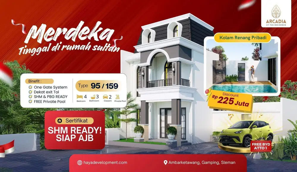 Rumah Mewah Sleman Dengan Attic dan Private Pool Dekat Pasar Gamping