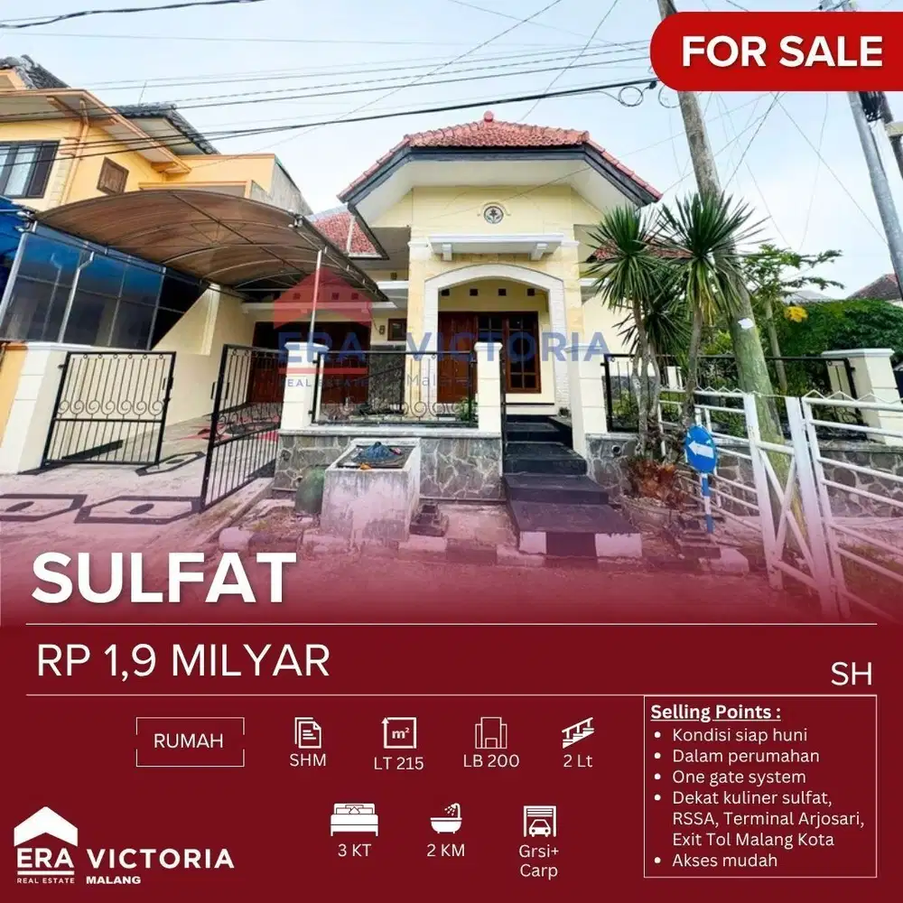 Rumah Kondisi Siap Huni One Gate Sistem Dekat RSSA, Terminal Arjosari