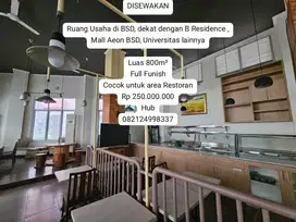 DISEWAKAN Ruang Usaha di BSD, dekat dengan B Residence , Mall Aeon BSD