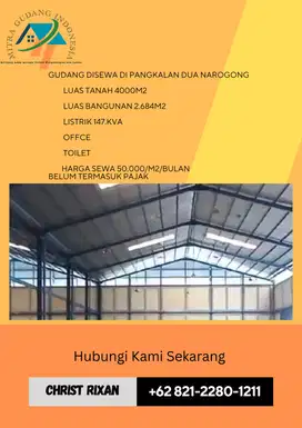 Gudang disewa di Pangkalan dua narogong