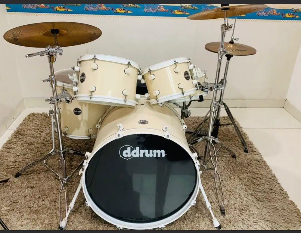 Drum akustik putih like new preloved mulus