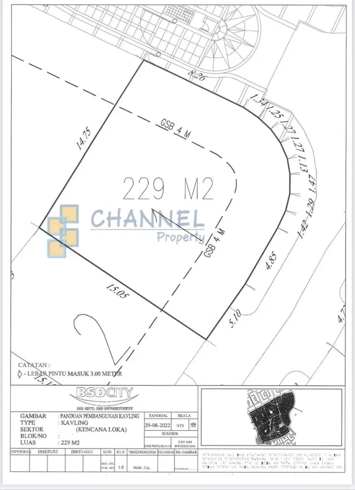 Di Jual Kavling Loka strategis di Taman Chrysant BSD Tangsel, Ls