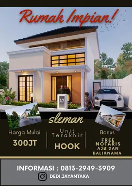 RUMAH MURAH SLEMAN 300 JUTAAN TYPE 40/90 SUDAH SHM