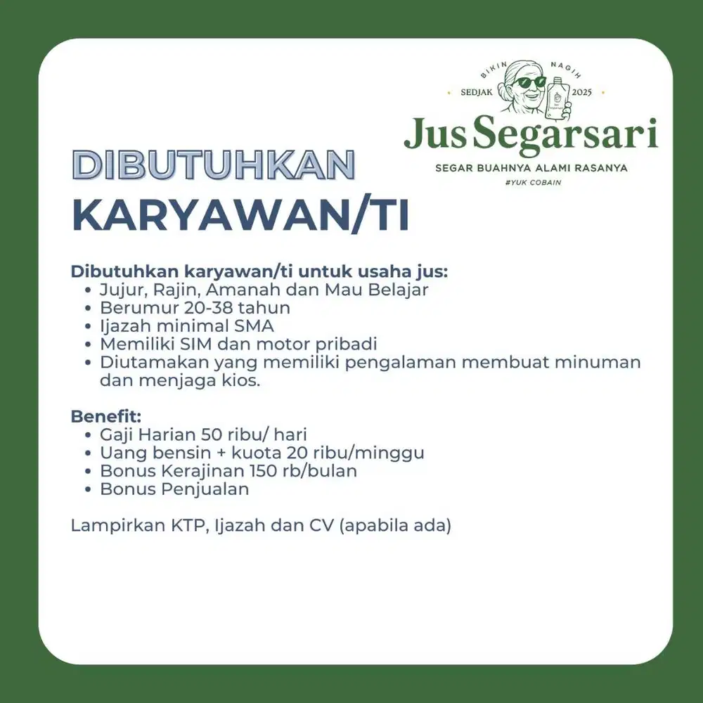 Lowongan Jaga Stand Jus