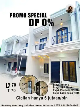 Cluster mewah 2 lantai siap huni promo 3 juta all in