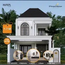 Rumah berbah 2 lantai dengan kolam pribadi SHM perunit