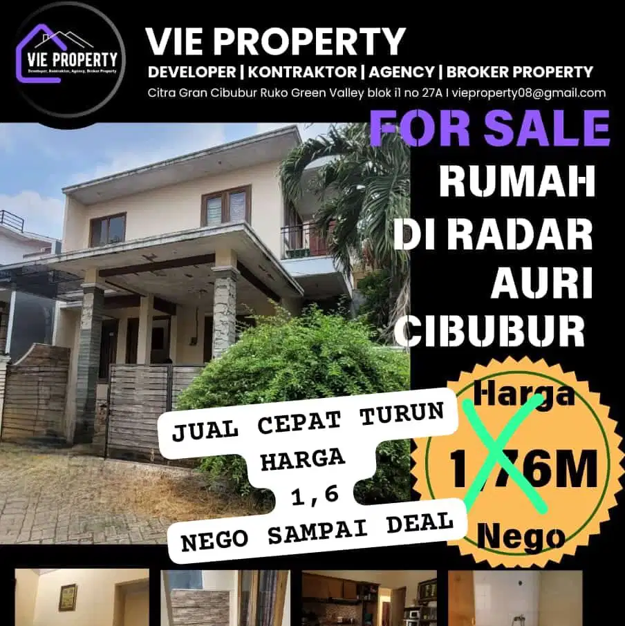 Rumah siap huni di Radar Auri cibubur dekat stasiun lrt