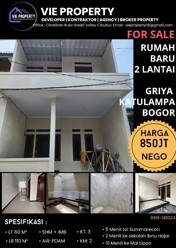 TURUN HARGA!RUMAH DIJUAL BOGOR KATULAMPA HARUS TERJUAL SEGERA,