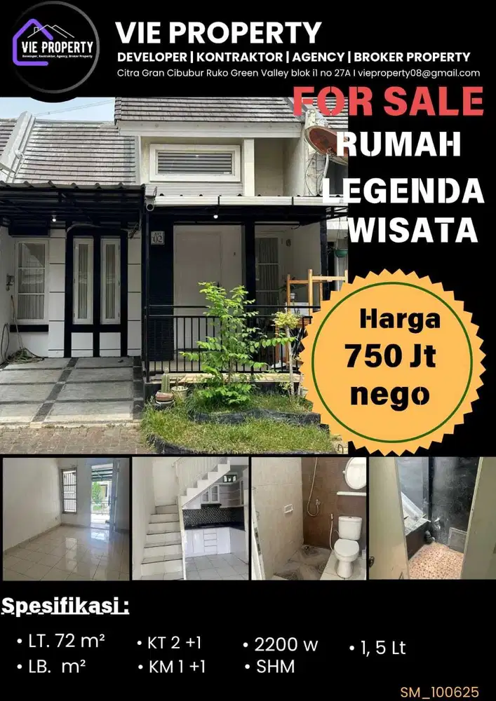 DIJUAL MURAH, RUMAH SIAP HUNI DI LEGENDA WISATA CIBUBUR