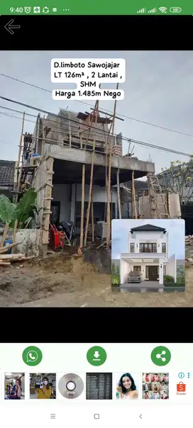 Rumah bangunan baru lokasi sawojajar