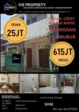 DIJUAL MURAH RUMAH 2 LANTAI DI KRANGGAN BEKASI