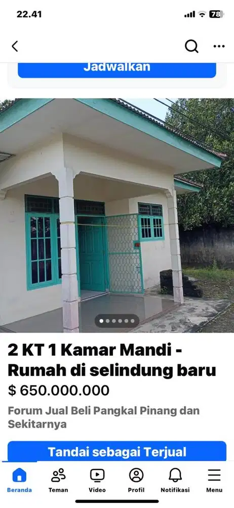 Rumah di jual harga nego