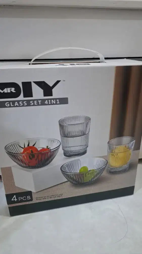 MR DIY glass set mangkuk 4 in 1 baru