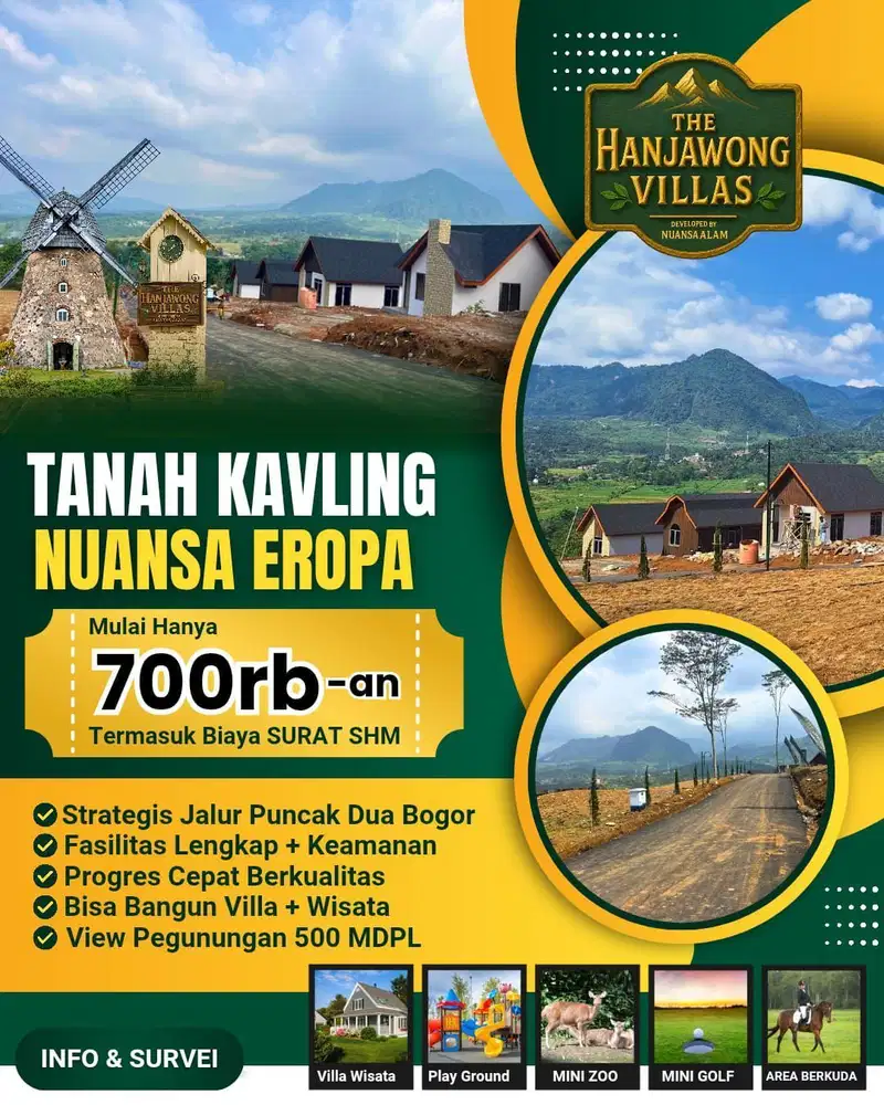 Tanah Kavling VILLA Zona Kuning Bisa Bangun Dekat Jakarta Depok Cibubur Sentul Bekasi Bogor SHM