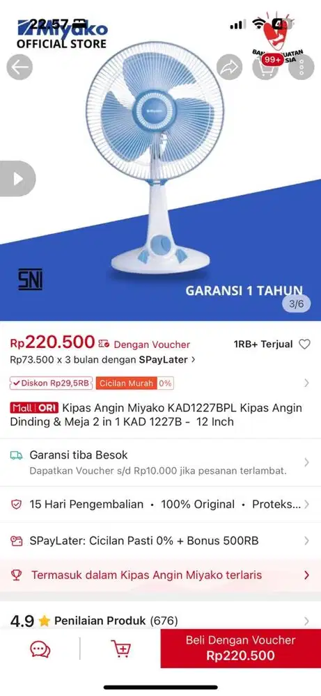 Kipas angin dinding & meja 2 in 1