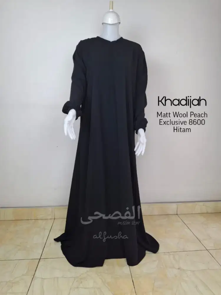 Gamis Wolfis Grade A Warna Hitam Baru Adem Lembut Siap Pakai
