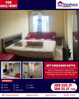 Dijual Apartemen Soekarno Hatta Full Furnished, Dekat UB, ASIA, POLTEK
