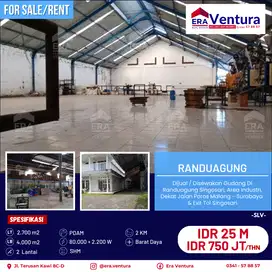 Gudang Di Randuagung Singosari, Area Industri, Dekat Exit Tol