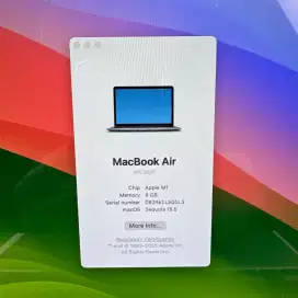 Macbook Air M1 13 Inch Ram 8 Ssd 128 lengkap full set like Space Grey