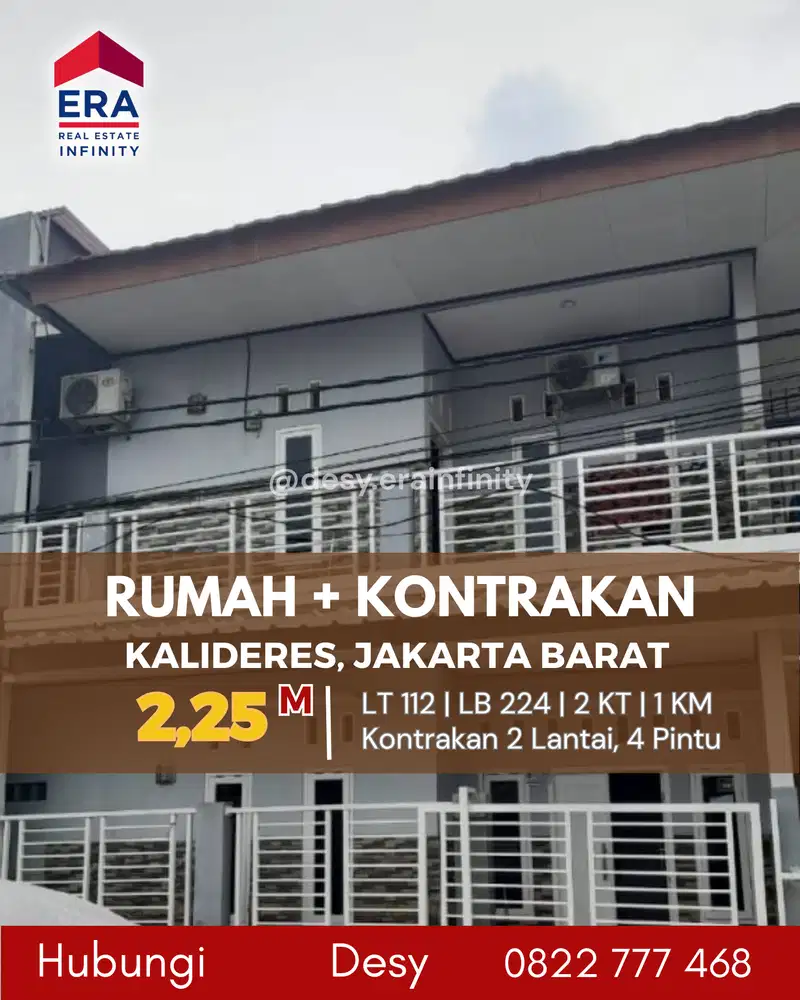 Dijual Rumah+Kontrakan 4 Pintu di Selatan, Kalideres