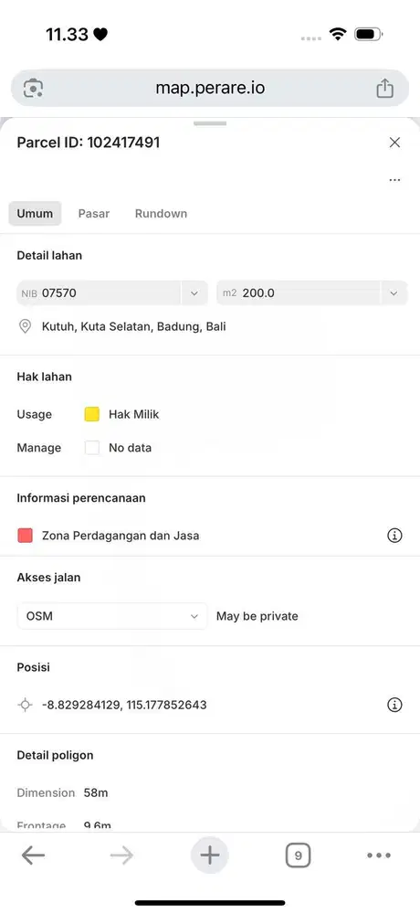Dijual Tanah Luas 2 are dekat Pantai Pandawa Kutuh Bali