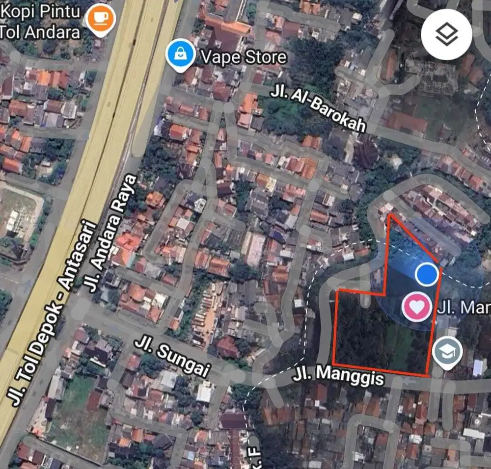 Large Land size 7695 m2 in quiet area of Ciganjur, South Jakarta.