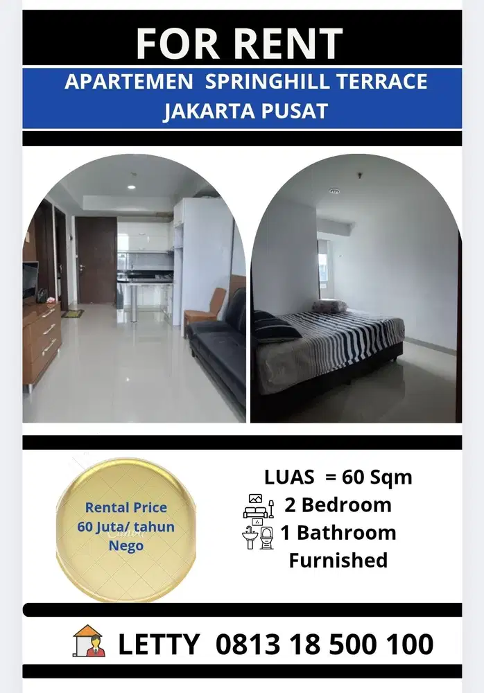 Apartemen Springhill Kemayoran Jakarta Pusat Rp 56 juta / tahun Nego