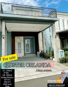 DIJUAL RUMAH FULLY FURNISHED DI CLUSTER ORLANDA ALAM SUTERA