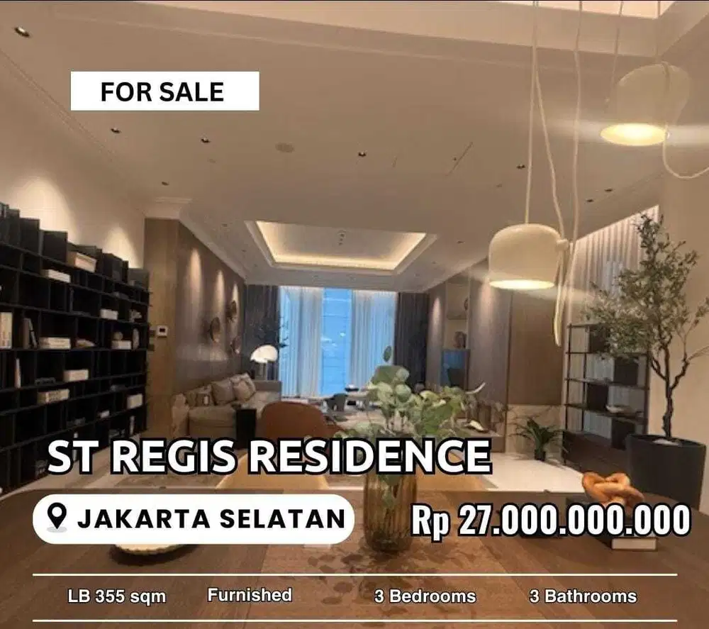 Dijual Apartemen St. Regis Residence uk 355m2 3BR Furnished at Jakarta