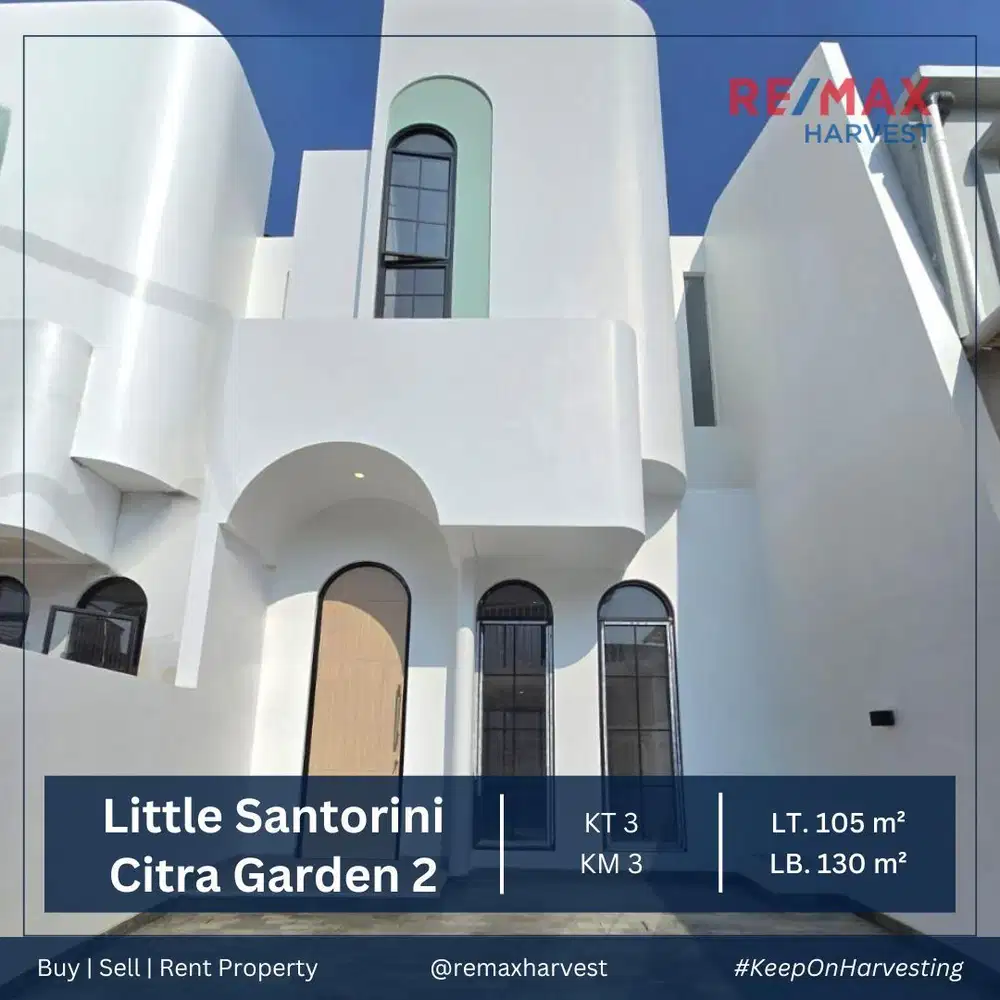 RUMAH BARU DI HOEK 3 KAMAR, DESIGN SANTORINI, SHM, DI CITRA GARDEN 2