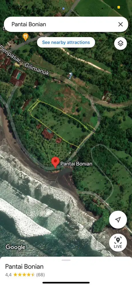 Dijual Tanah 1 Hektar Tepi Pantai Bonian Tabanan