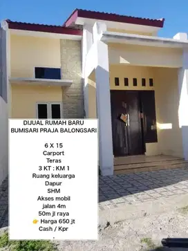 RUMAH BARU SIAP HUNI DI BUMI SARI PRAJA  BALONGSARI MANUKAN