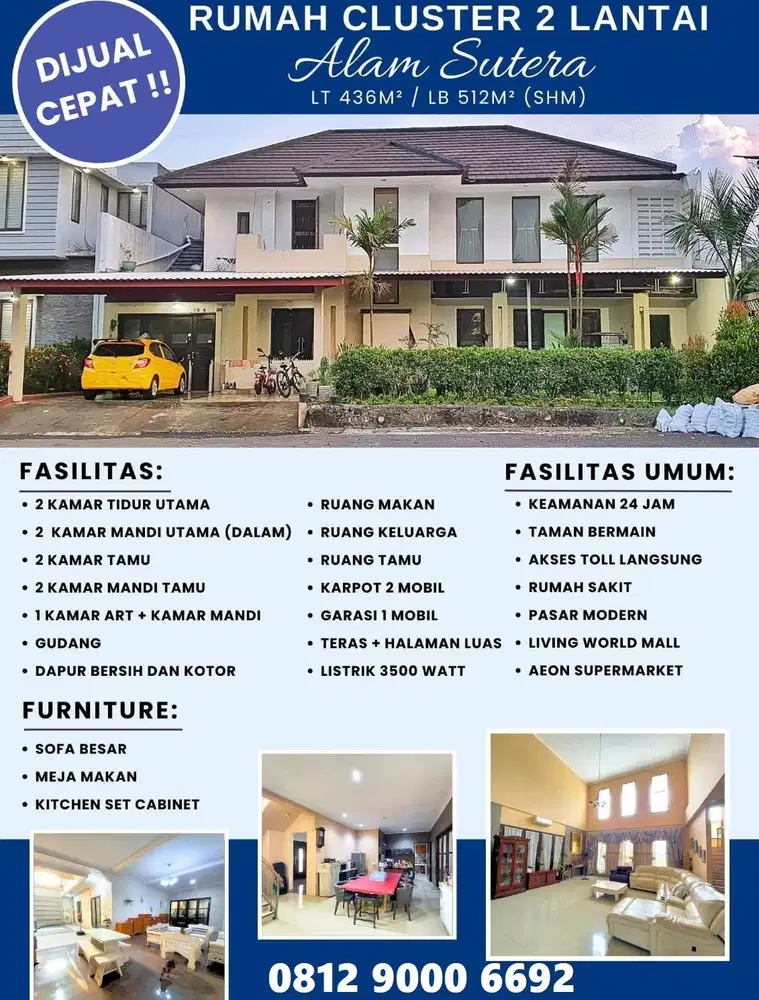 Rumah Murah Besar Alam Sutera Buana Serpong Tangerang dkt tol Jakarta